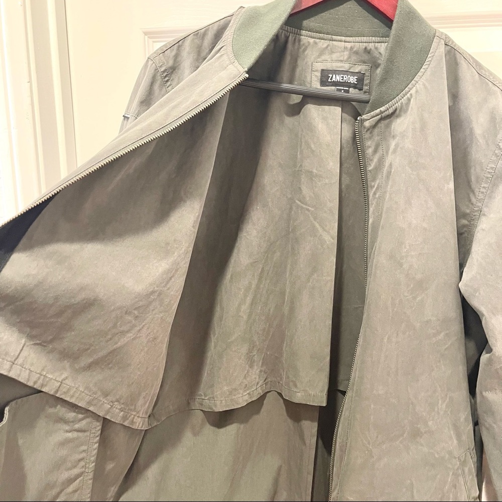 Zanerobe Mens Bomber Jacket with Back Tie in Army Green Size M - Picture 8 of 16